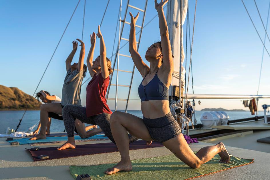 Treat yourself to yoga on the Jakare deck.